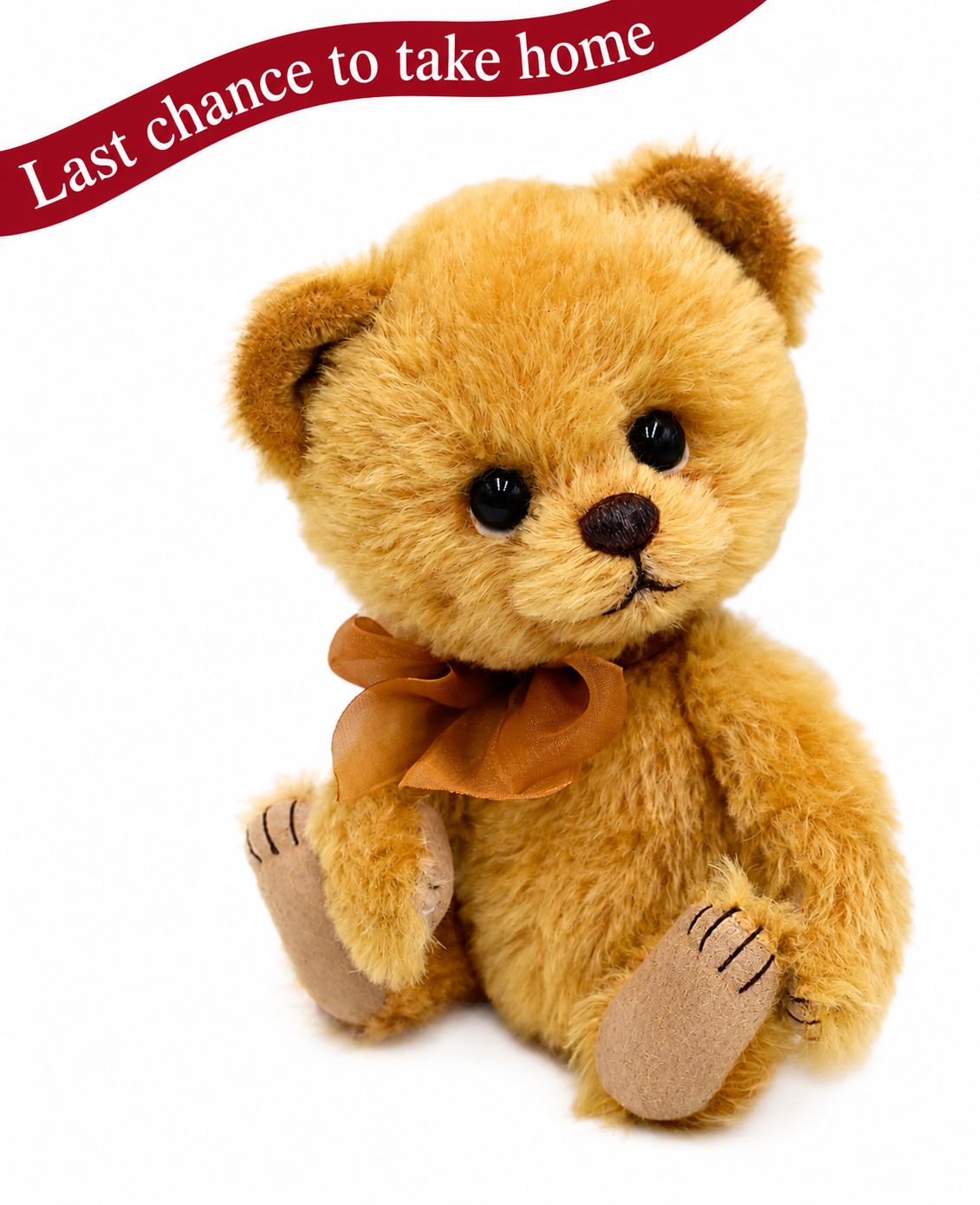 Teddy Vincent aus goldfarbenem Mohair mit Schleife, 28 cm großer voll beweglicher limitierter Sammlerbär von Clemens Bears